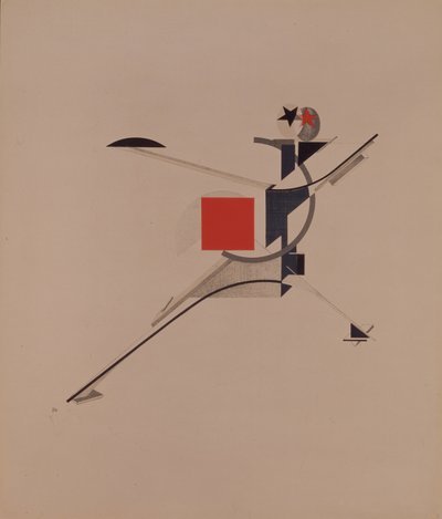 Nové. Figurka k opeře Vítězství nad sluncem od A. Kruchenycha, 1920-1921 od Eliezer Markowich Lissitzky