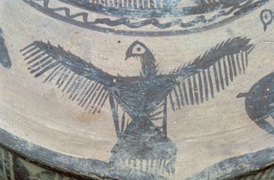 Dravec s otevřenými křídly, z horní strany velké nádoby, Fasa ware, cca 2000 př. n. l. (malovaná hlína) (detail) (viz také 179137) od Elamite