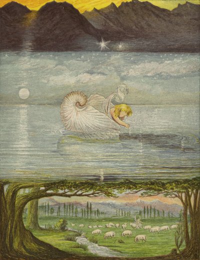 Zlatá loď na velké, velké vodě (barva litho) od Eleanor Fortescue Brickdale