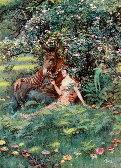 Dno a Titanie. Shakespeare. Sen noci svatojánské (barevná litografie) od Eleanor Fortescue-Brickdale
