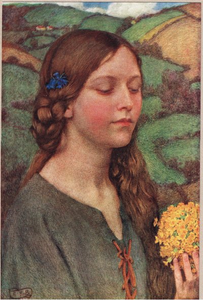 Kytice květin, ilustrace z „Knihy starých anglických písní a balad, vydané nakladatelstvím Hodder a Stoughton, kolem roku 1910 (barevné lito) od Eleanor Fortescue Brickdale