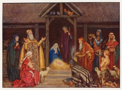 Koledy: Narození Páně (barevné lito) od Eleanor Fortescue-Brickdale