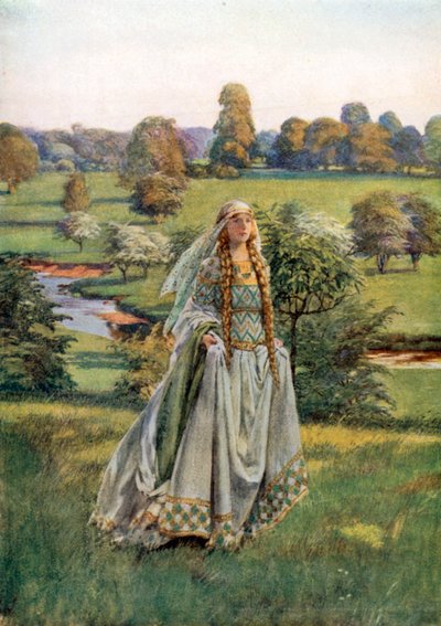 Guinevere. Tennyson (barevná litografie) od Eleanor Fortescue-Brickdale