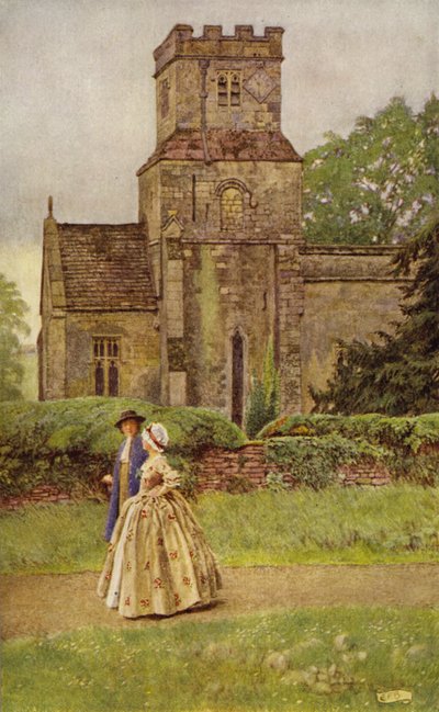 Opouštím kostel v době kázání (barva lito) od Eleanor Fortescue Brickdale