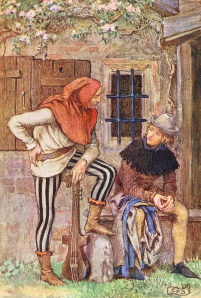 Ilustrace k filmu The Gathering of Brother Hilarius od Michaela Fairlesse (barevná litografie) od Eleanor Fortescue Brickdale