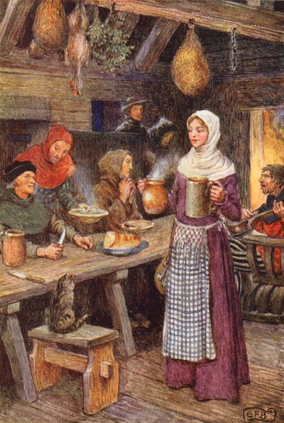 Ilustrace k filmu The Gathering of Brother Hilarius od Michaela Fairlesse (barevná litografie) od Eleanor Fortescue Brickdale