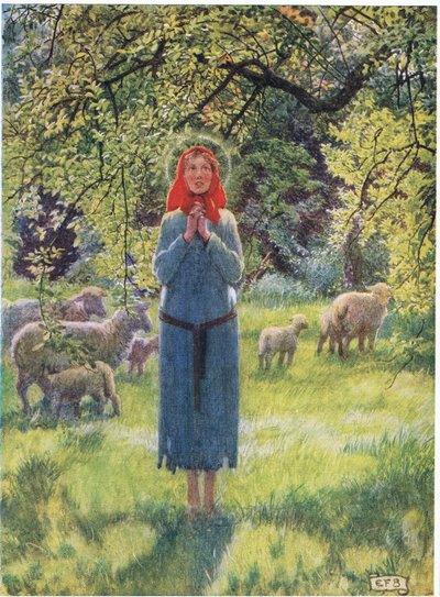 Johanka z Arku: Slyšela jsem ve větru podivné hlasy. (litho) od Eleanor Fortescue-Brickdale