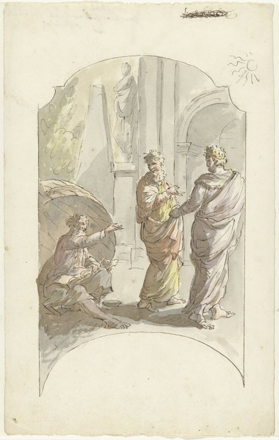 Diogenes žádá Alexandra, aby nestál v jeho světle od Elias van Nijmegen