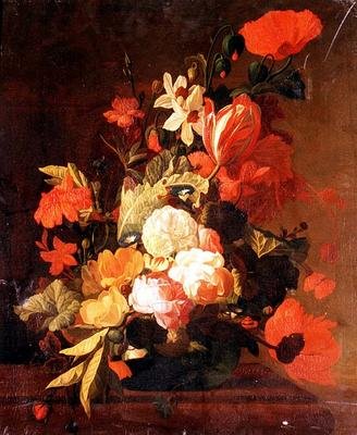 Růže, tulipány, konvolvuli atd. od Elias van den (follower of) Broeck