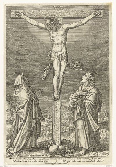 Kristus na kříži s Marií a Janem Křtitelem Umučení Krista (název série) od Elias van den Bossche