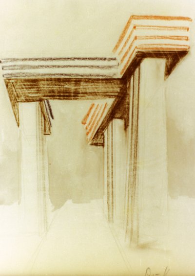 Návrhový výkres pro navrhovanou budovu wolkenbugel (oblačná železná) od el lissitzky (lazar markovich lissitzky), která nebyla nikdy postavena od Eliezer Markowich Lissitzky