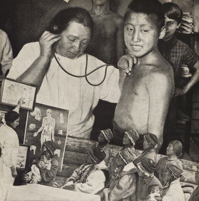 Medicína v SSSR. Ilustrace z SSSR buduje socialismus, 1933. od Eliezer Markowich Lissitzky