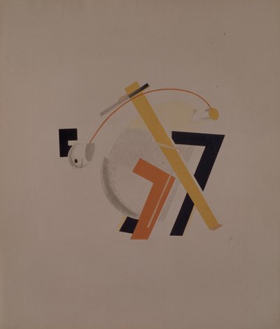 Starý obyvatel. Figurka k opeře Vítězství nad sluncem od A. Kruchenycha, 1920-1921 od Eliezer Markowich Lissitzky