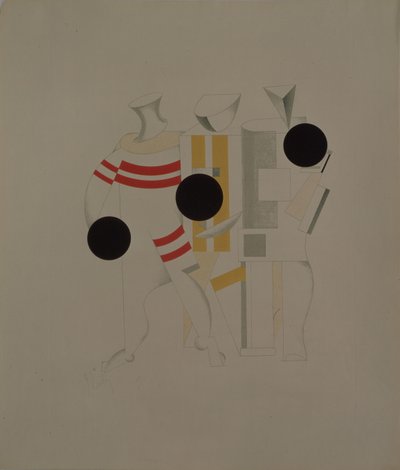 Sportovci. Figurka k opeře Vítězství nad sluncem od A. Kruchenycha, 1920-1921 od Eliezer Markowich Lissitzky