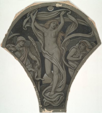 Karikatura pro Lunu, z šedesáti studií pro strop Huntington (1926,80) od Elihu Vedder