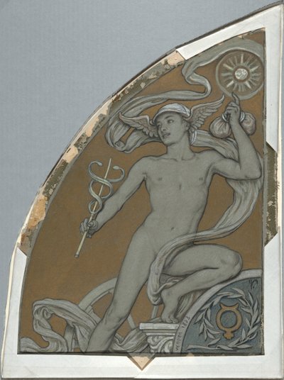 Cartoon for Mercury, z šedesáti studií pro strop Huntington (1926,80) od Elihu Vedder