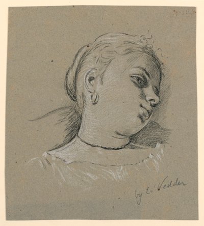 Kresba, Hlava italské dívky, asi 1885 od Elihu Vedder