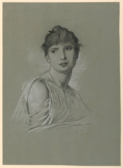 Kresba, Portrétní skica mladé ženy, asi 1885 od Elihu Vedder