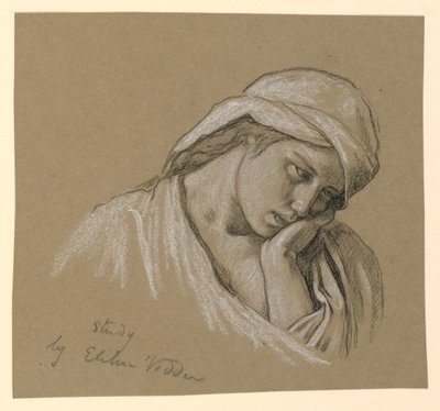 Kresba, Portrét kostýmované postavy, asi 1885 od Elihu Vedder