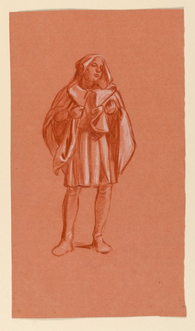 Kresba, Studie postavy v kostýmu s kapucí, asi 1885 od Elihu Vedder