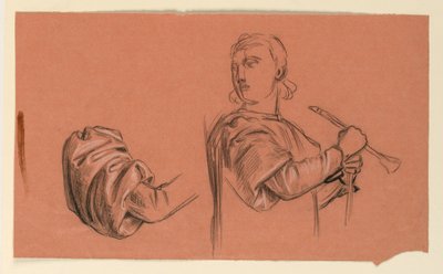 Kresba, detaily studie postavy, asi 1885 od Elihu Vedder