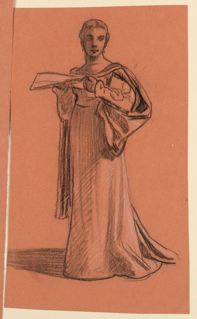 Kresba, studie postavy ve "Svatebním průvodu", asi 1872 od Elihu Vedder