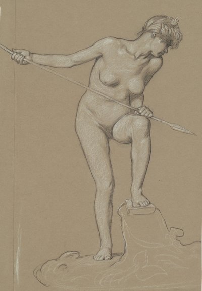 Dívka Spearing Dolphin, c. 1900. od Elihu Vedder