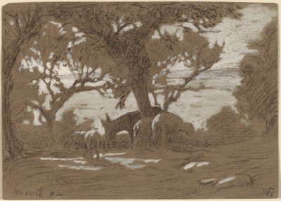 Mt. Colognola – pastva ovcí na jezeře Trasimeno od Elihu Vedder