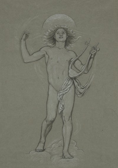 Studie pro postavu Apolla, z 60 studií pro strop Huntington (1926,80) od Elihu Vedder