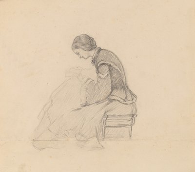 Studie dívčího čtení, c. 1858. od Elihu Vedder