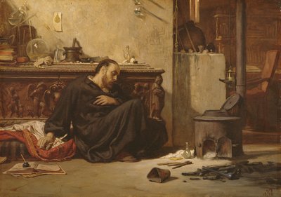 Mrtvý alchymista, kolem roku 1868 od Elihu Vedder