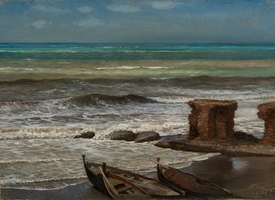 Vlny u Palo 1874 (olej na kartonu, nalepený na plátně) od Elihu Vedder
