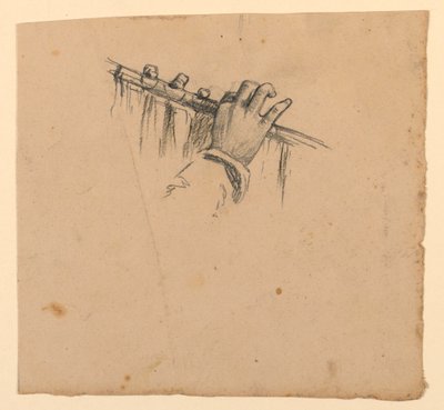 studium rukou držících flétnu od Elihu Vedder