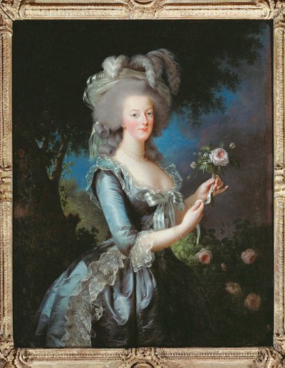 Portrét královny Marie Antoinetty, nazývané také Marie Antoinetta s růží od Elisabeth Louise Vigee-Lebrun