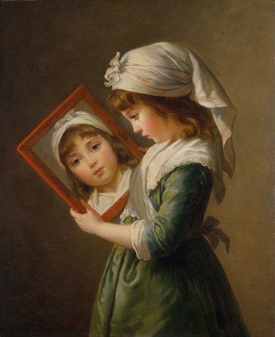 Julie Le Brun 1780-1819 Pohled do zrcadla, 1787. od Elisabeth Louise Vigee Lebrun