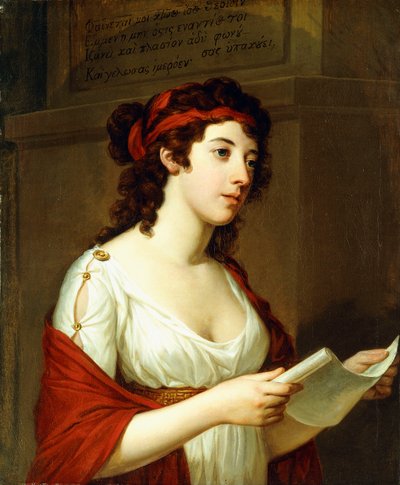 Portrét dámy jako Sapfó, od Elisabeth Louise Vigee Lebrun