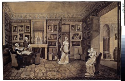 Přijímací pokoj v Domě knížete Ivana Ivanoviče Barjatinského (1772-1825) v Altoně (Přijímací pokoj v domě Barjatinských v Altoně). Kresba Marie Louise Elisabeth Vigee-Lebrun (Vigee Lebrun) (1755-1842) od Elisabeth Louise Vigee-Lebrun