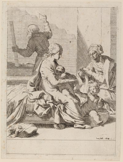 Svatá rodina se svatou Alžbětou a svatým Janem Křtitelem od Elisabetta Sirani