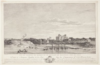 Pohled na Château de Madrid a Pavillon de Bagatelle (Vue du Chateau de Madrid et du Pavillon de Bagatelle pres de Paris) od Elise Saugrain
