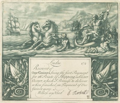 Potvrzení o předplatném (Neptun a Juno) od Elisha Kirkall, after George Vertue, after Louis Chéron