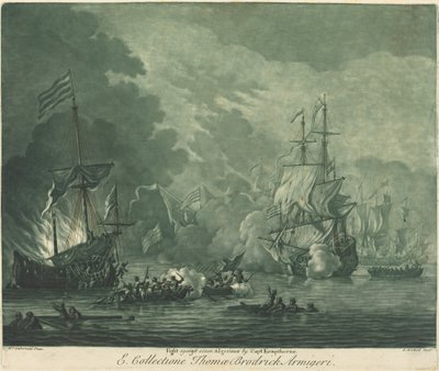 Bojujte proti sedmi Algerinům od Elisha Kirkall after Willem van de Velde the Elder