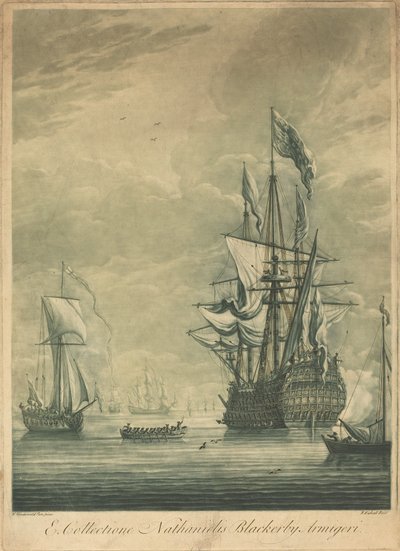 Přepravní scéna ze sbírky Nathaniela Blackerbyho od Elisha Kirkall after Willem van de Velde the Younger