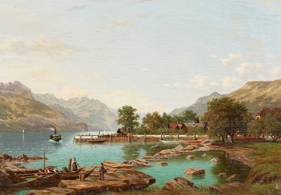 Krajina s horami u jezera Maggiore (olej na plátně) od Eliza Agnetus Emilius Nijhoff