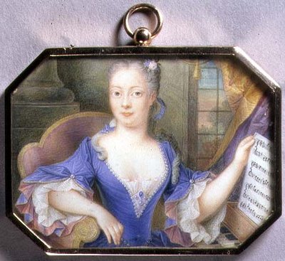 Portrétní miniatura Augusty, princezny z Walesu od Elizabeth (attr. to) Ziesenis