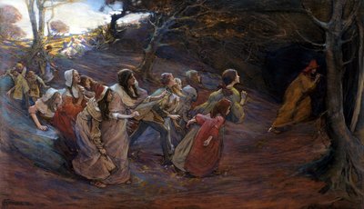 Krysař z Hamelnu (kombinovaná média na papíře) od Elizabeth Adela Stanhope Forbes