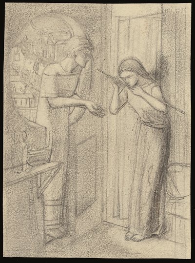 Clerk Saunders (tužka na papíře) od Elizabeth Eleanor (1834 62) Siddal