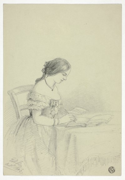 Žena akvarel (možná autoportrét) od Elizabeth Murray