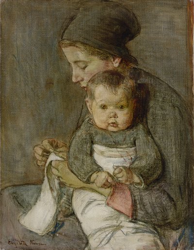 Matka a dítě (olej na plátně) od Elizabeth Nourse