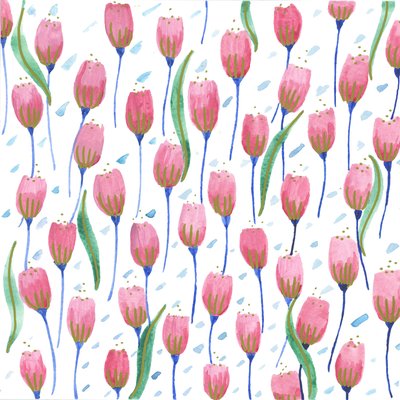 Růžové tulipány, 2017 (akvarel) od Elizabeth Rider