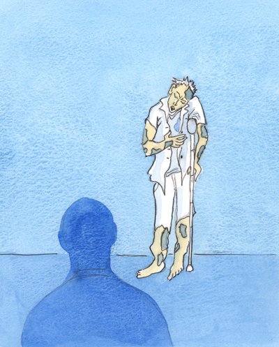 Velmi hříšný člověk je v žalostném stavu, v Božích očích a v „dohledu“ těch, kterým Bůh dovolil „číst“ duše – jako nejnemocnější z nemocných lidských bytostí, 2003 (bez papíru) od Elizabeth Wang